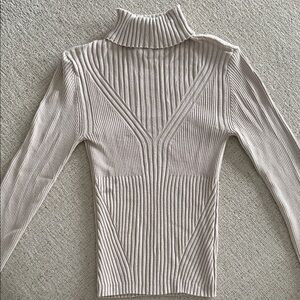 Dynamite- Elegant Cream Ribbed Turtleneck Sweater